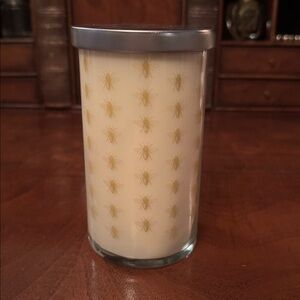 Pottery Barn Large 24 oz. Orange/Amber Candle with Silver Lid New!